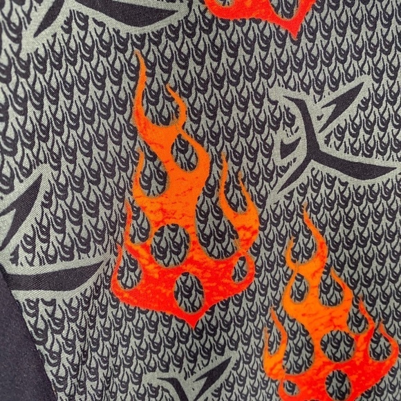Vintage ODO Black/Grey Flame Print Casual Button Up Men's Shirt Large Dad Island - Picture 5 of 8